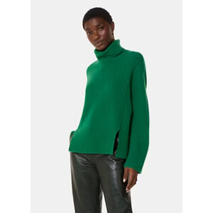 Whistles Green Wool Mix Roll Neck Knit